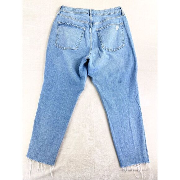 Old Navy Jeans OG Straight High Rise Women’s 14 Light Wash Distressed Stretch - Picture 2 of 10